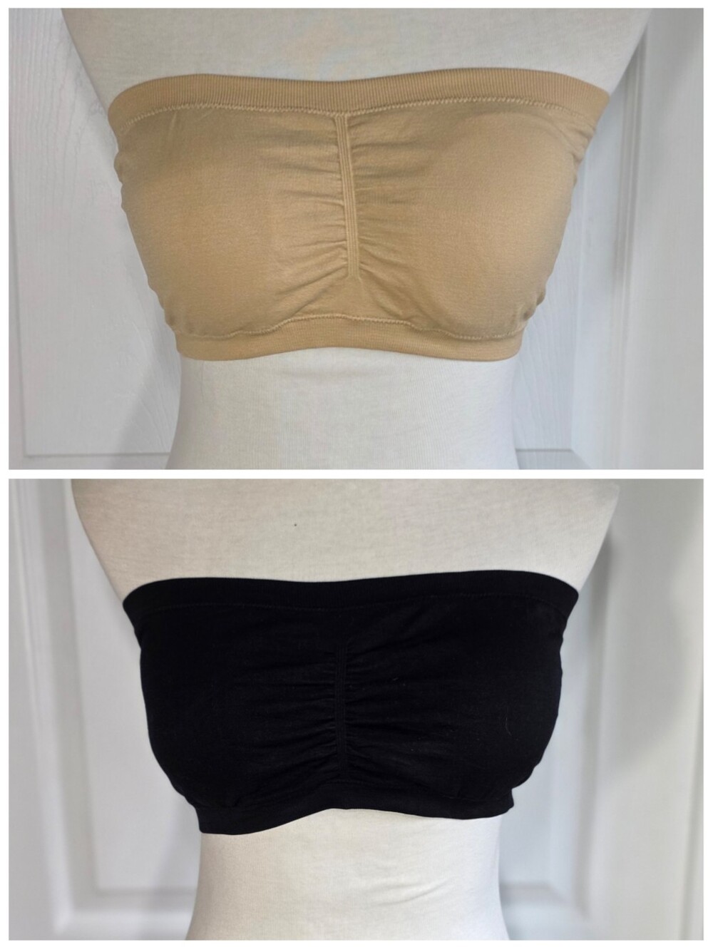 Seamless Strapless Bandeau Bras Nude & Black Set Of Two Bras Women's Size XXXL
